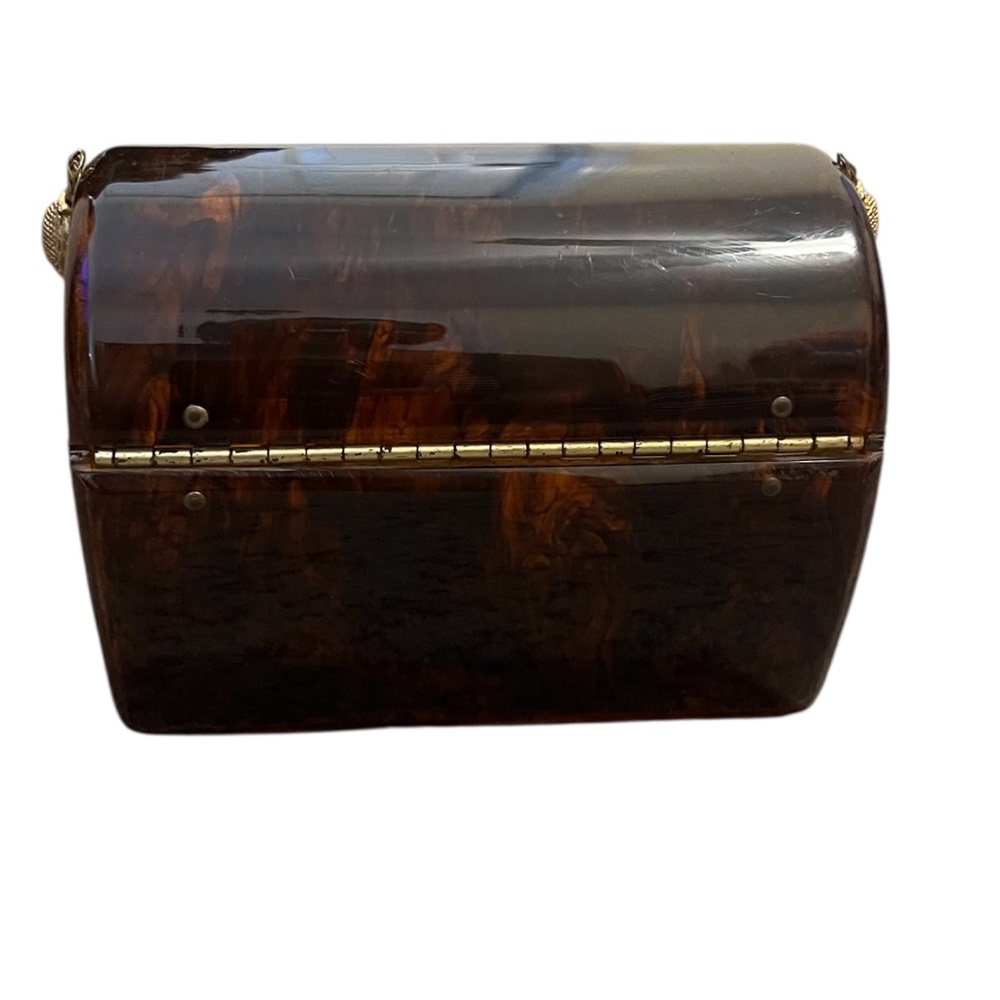 Vintage Wilards brown faux tortoise shell Root Beer Lucite lucite box bag purse - Picture 2 of 9